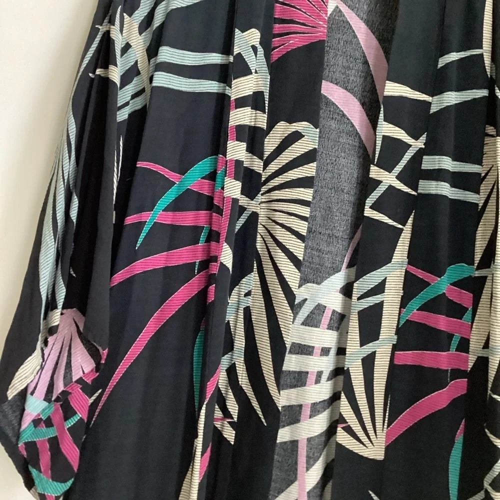 Maeve Kira Long Kimono Jacket Womens Size XS/S Black Tropical Floral Pockets - Picture 6 of 15